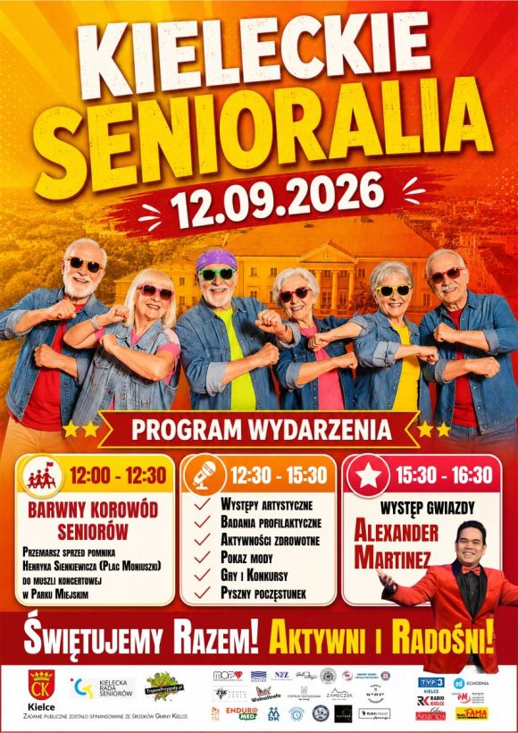 „Plakat Kieleckich Senioraliów 2026, które odbędą się 12 września 2026 roku w Kielcach.”