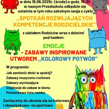 Emocje - zabawy inspirowane utworem “Kolorowy potwór” 
